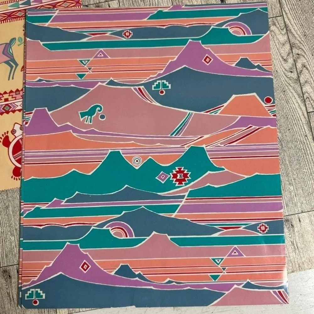 Vintage 90s Cleo Gift Wrap Floral Apples Wrapping Paper All Occasion Lot of 9